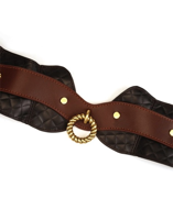 liebe-seele-leather-posture-collar-with-leash-black-brown-gold 3